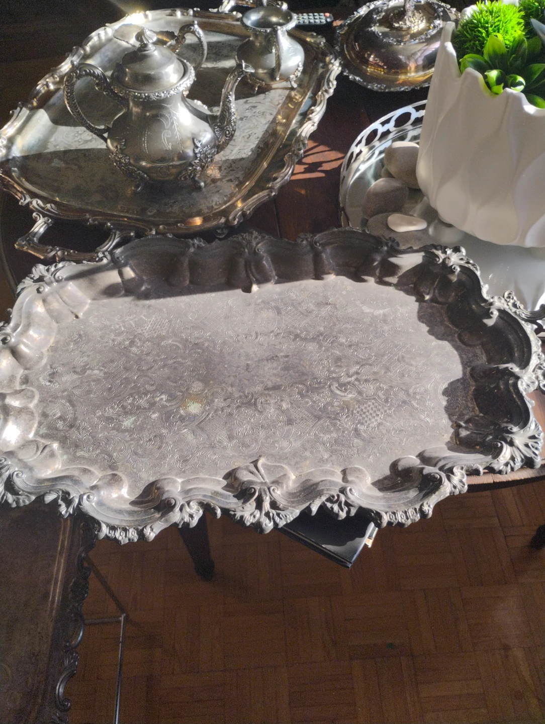 Ornate Silver Plated Serving Tray - photo 4