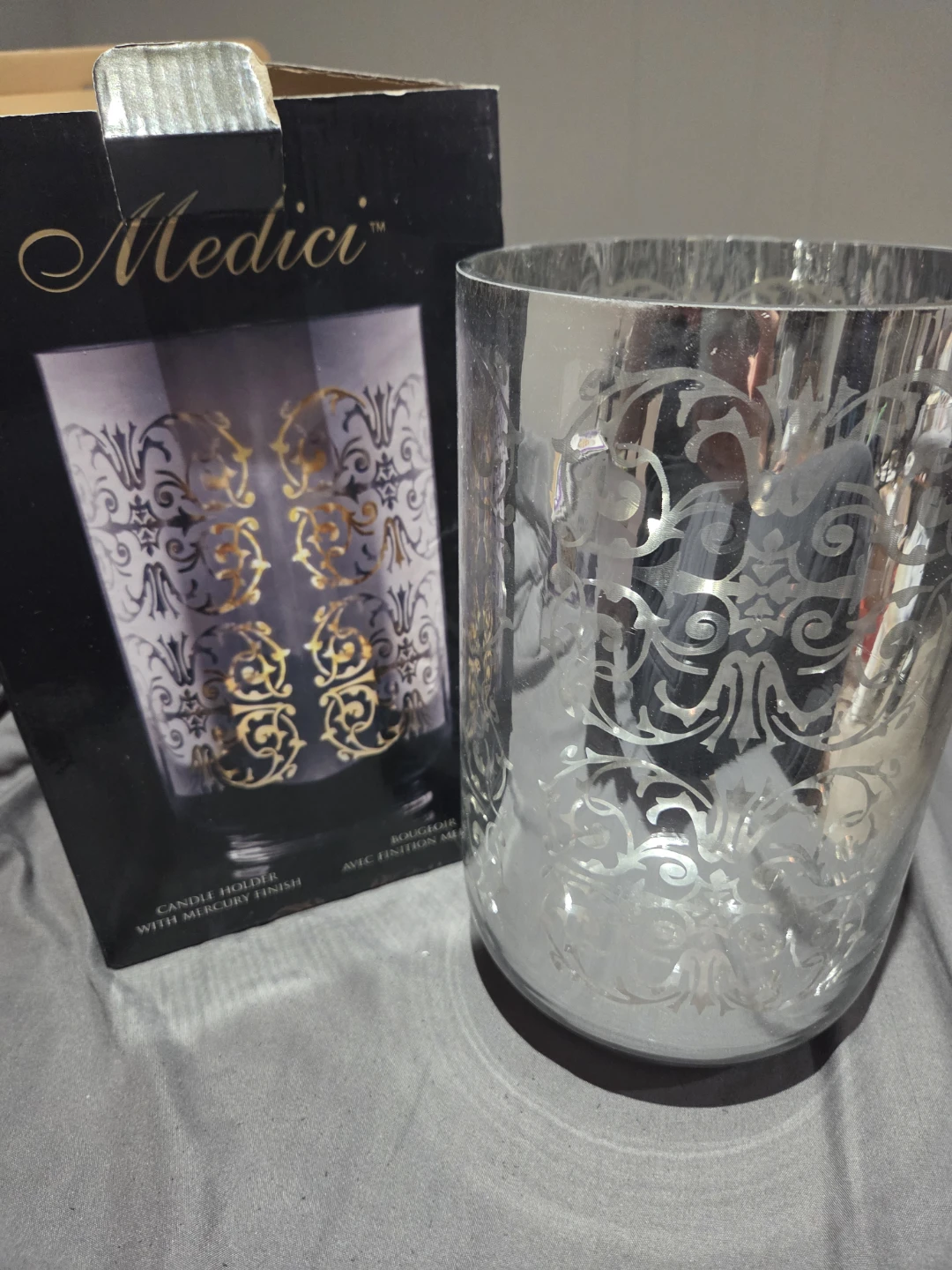 Medici Silver Mercury Finish Candle Holder
