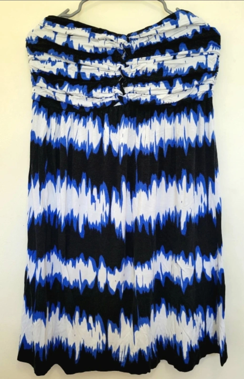 Blue & Black Strapless Dress - Size L