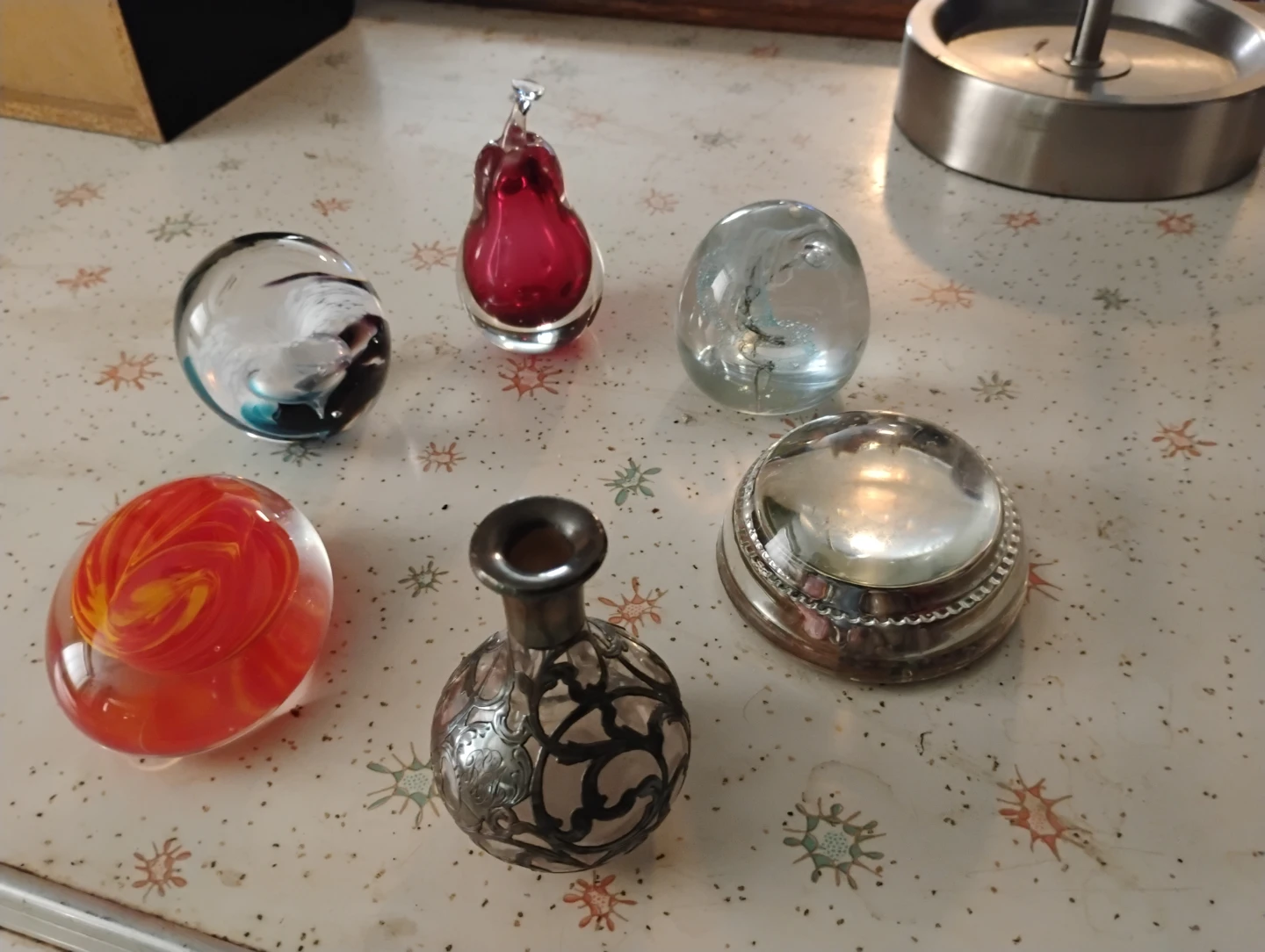 Kosta Boda Glass Pear Paperweight and other glass art pieces