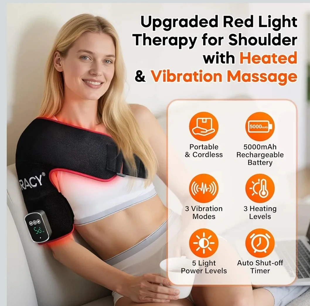 Red Light Therapy Shoulder Wrap with Heat & Massage - photo 2