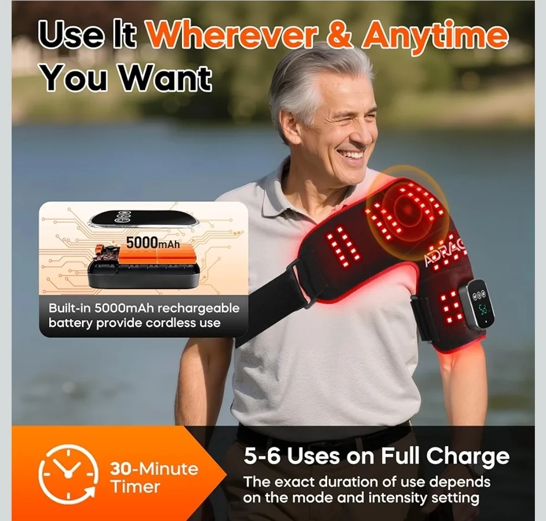 Red Light Therapy Shoulder Wrap with Heat & Massage - photo 4