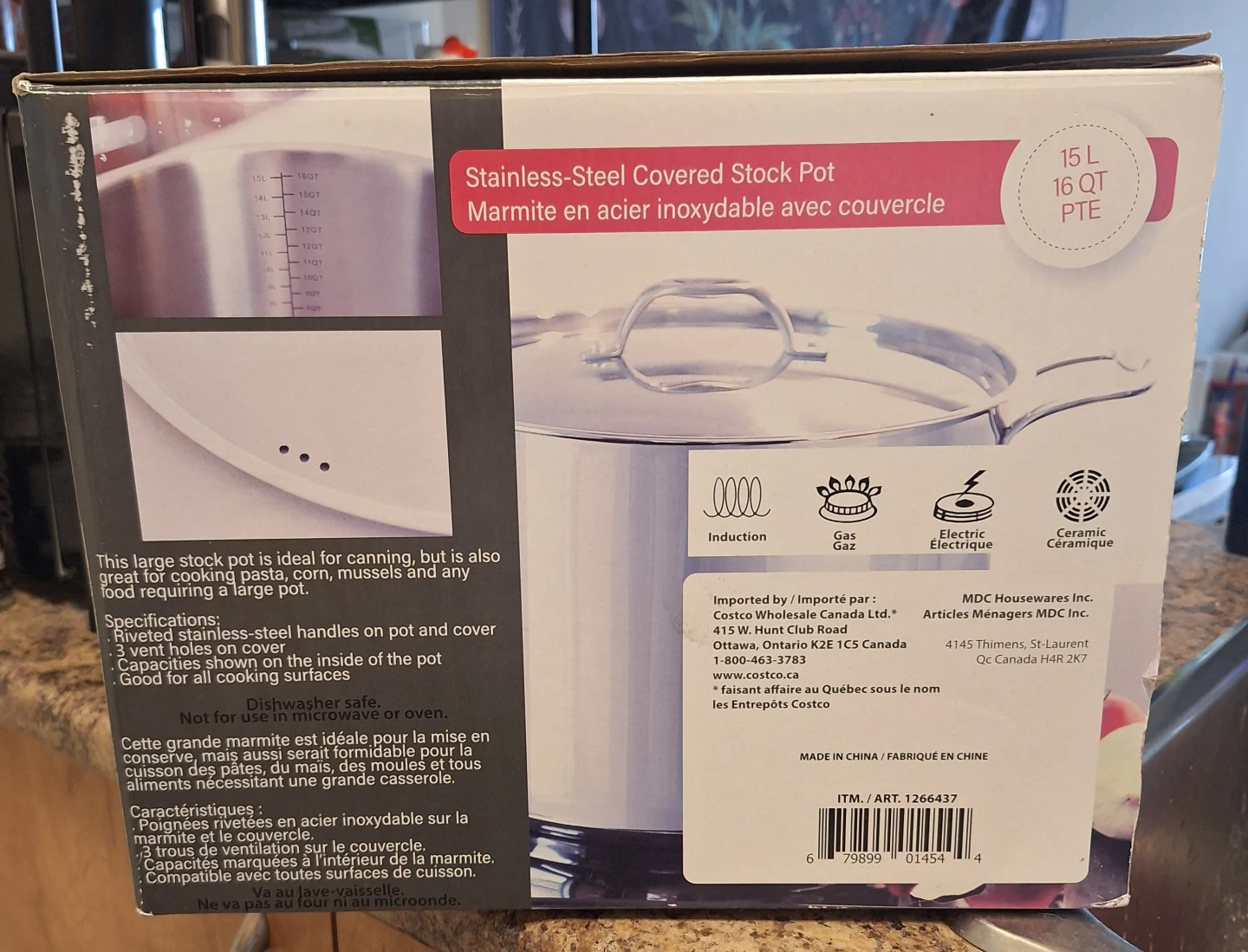 15L/16QT Stainless-Steel Covered Stock Pot - photo 2