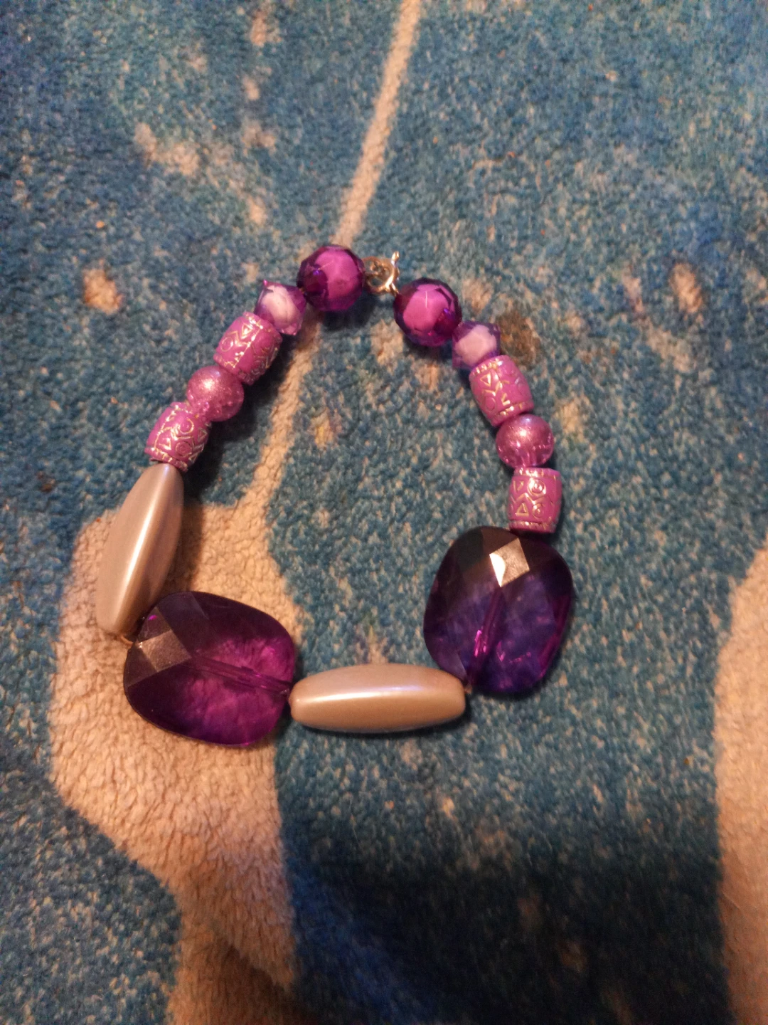 Purple Beaded Necklace and Bracelet Set - photo 4
