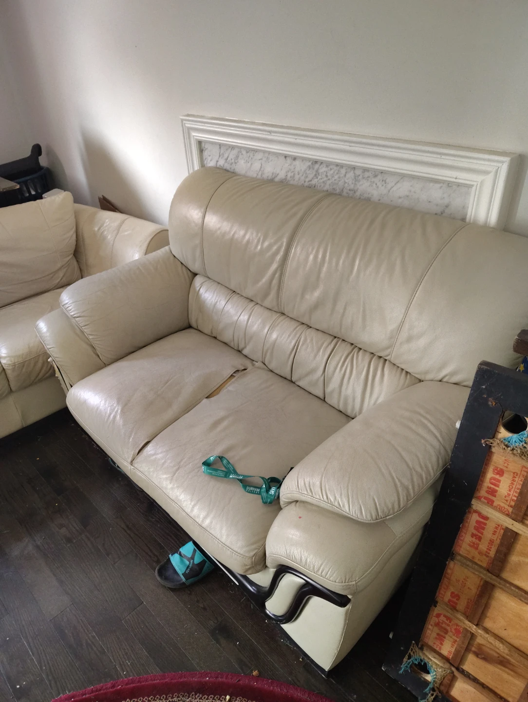 Cream Leather Sofa
