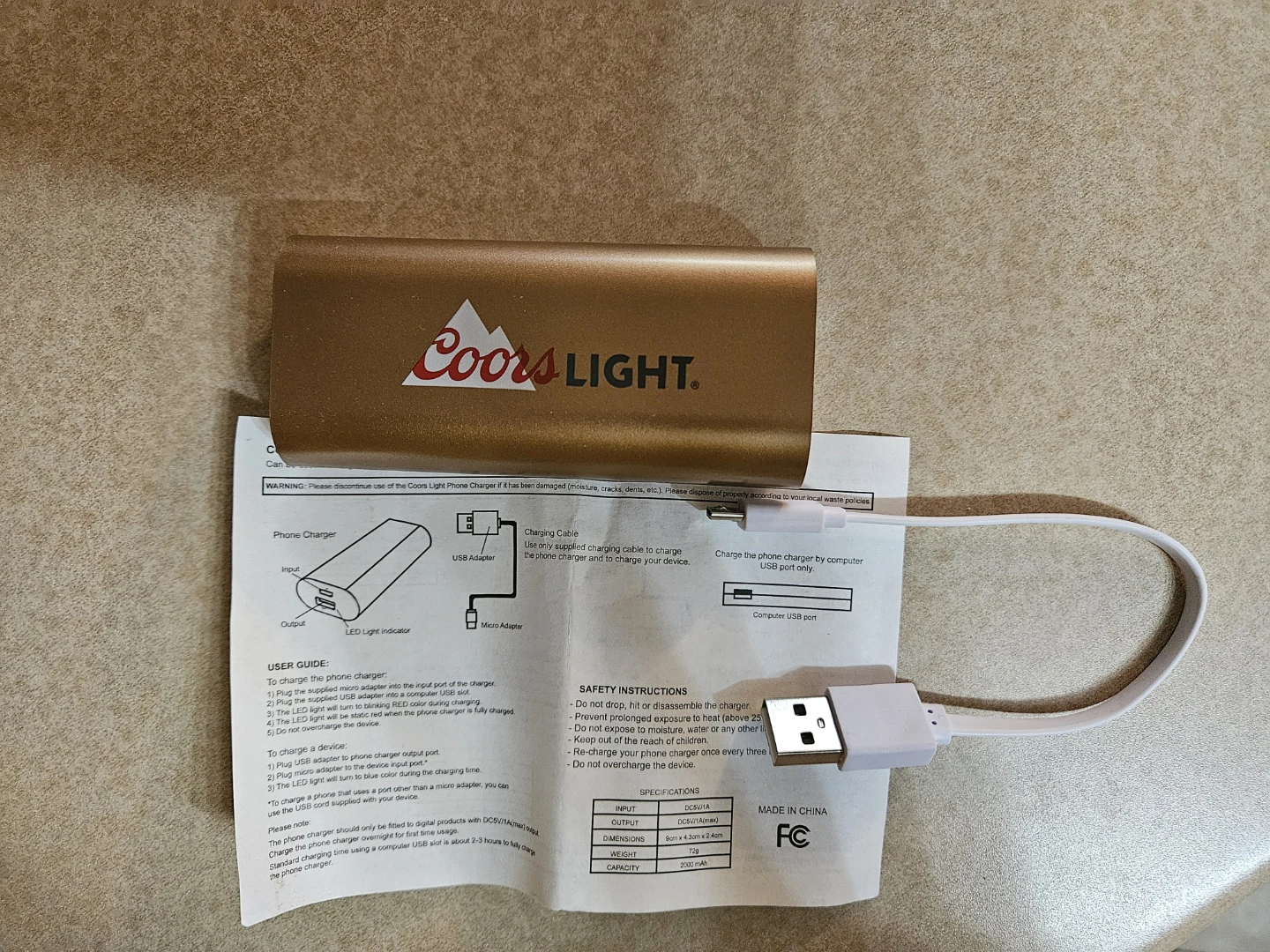 Coors Light Power Bank 2000 mAh