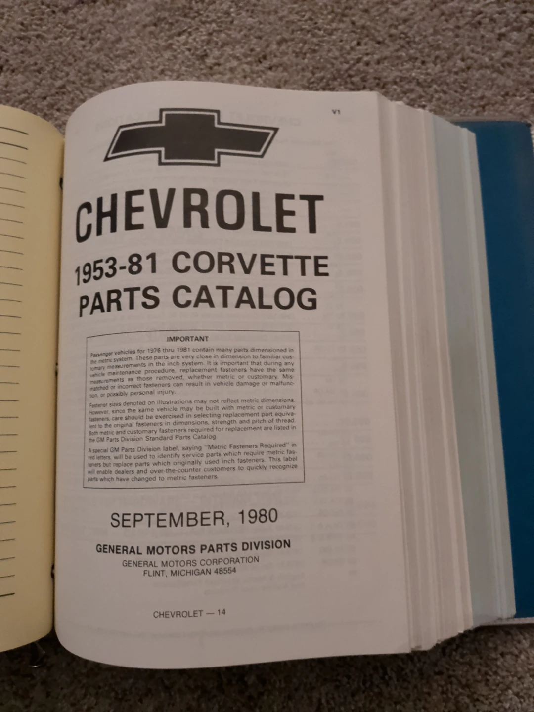 VINTAGE RARE 1953-81 CORVETTE PARTS MANUAL