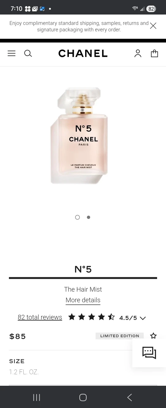 CHANEL NP 5 The Hair Mist 1.2 FL. OZ.