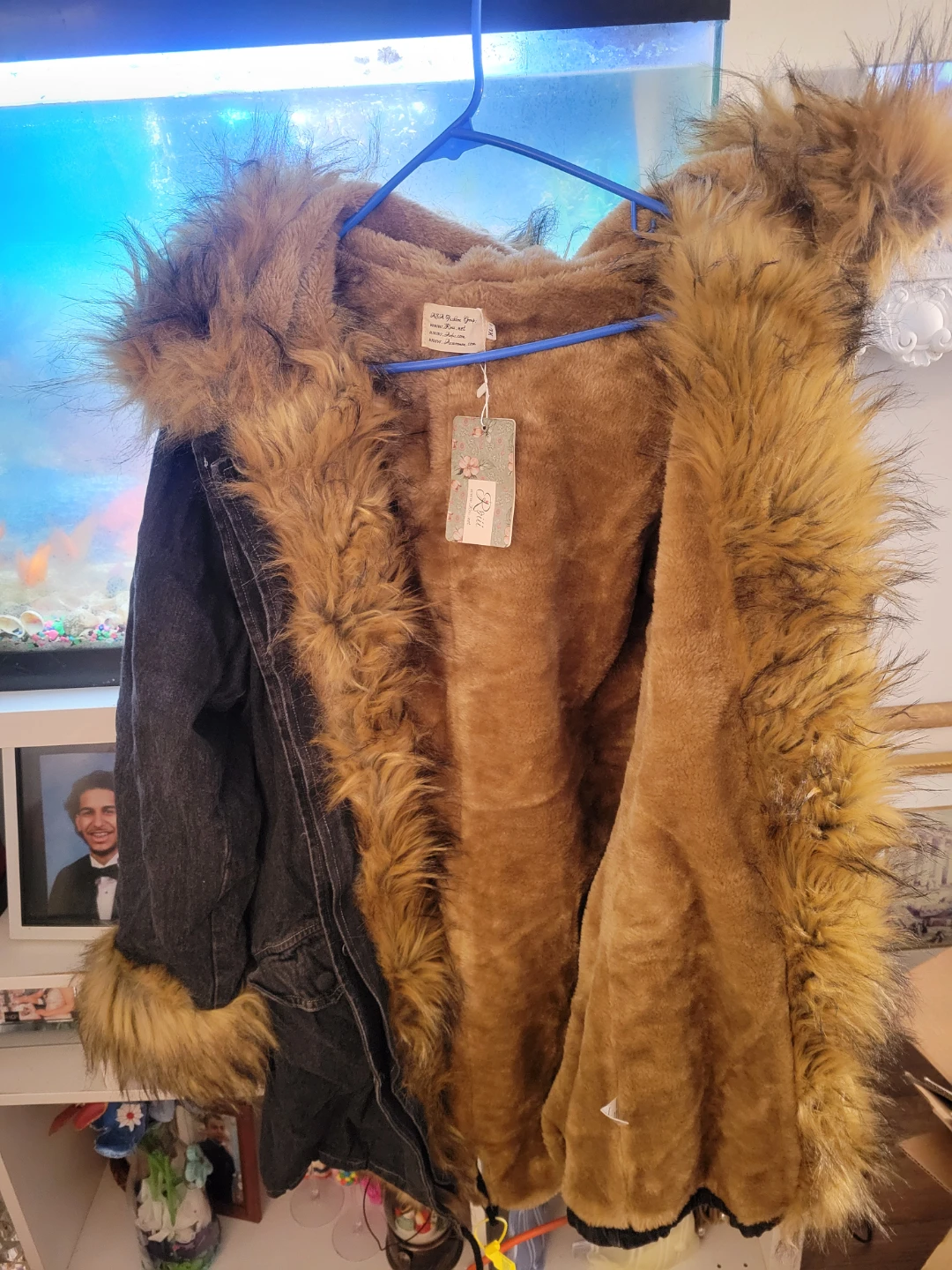 Women's Faux Fur Lined Denim Parka Jacket
