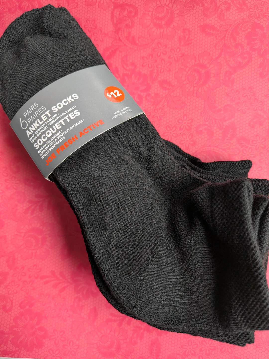 Joe Fresh Active 6 Pairs WOMEN'S  Black Ankle Socks - photo 2