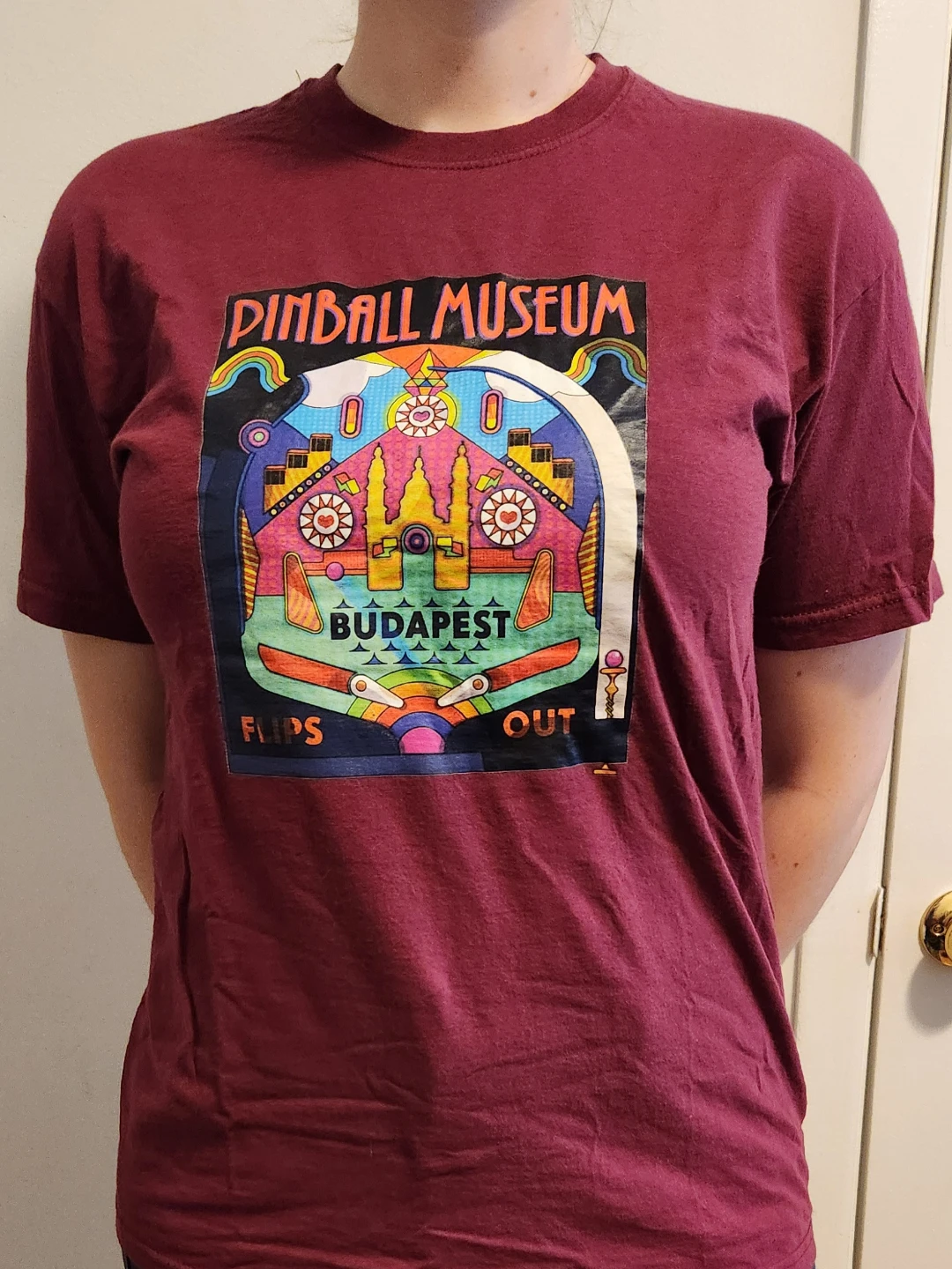 Pinball Museum Budapest Graphic Tee - Burgundy Size M
