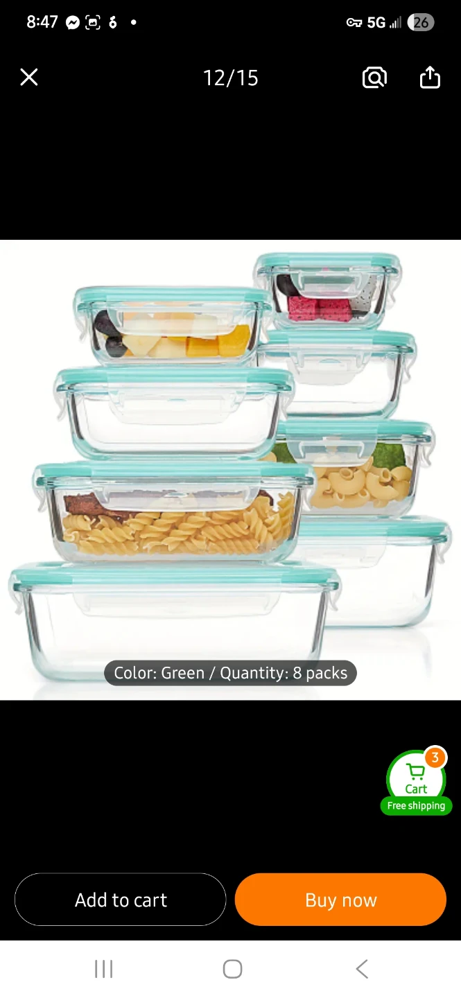 NEW Glass Food Storage Containers with Lids - 8 Pack