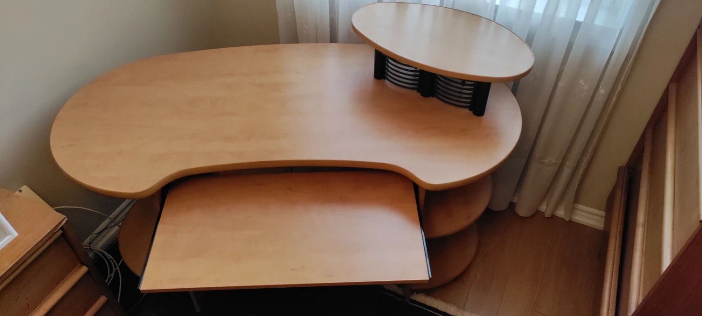 Ergonomic Pod-Shaped Desk with Shelving