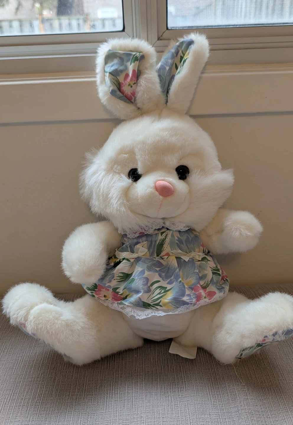 White Plush Bunny Stuffed Animal - Easter Gift