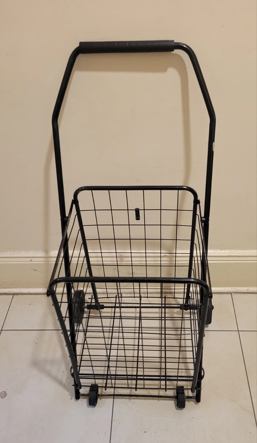 Black Metal Rolling Shopping Cart - photo 2