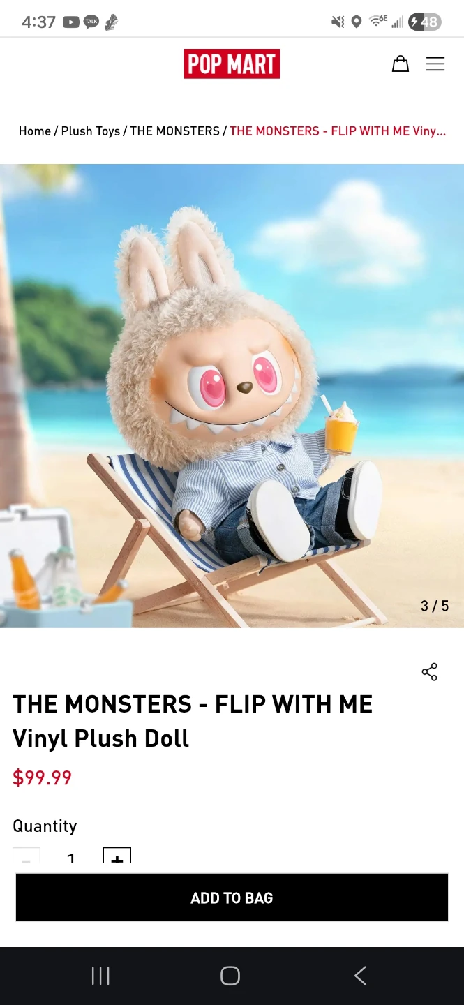 POP MART THE MONSTERS FLIP WITH ME Vinyl Plush Doll