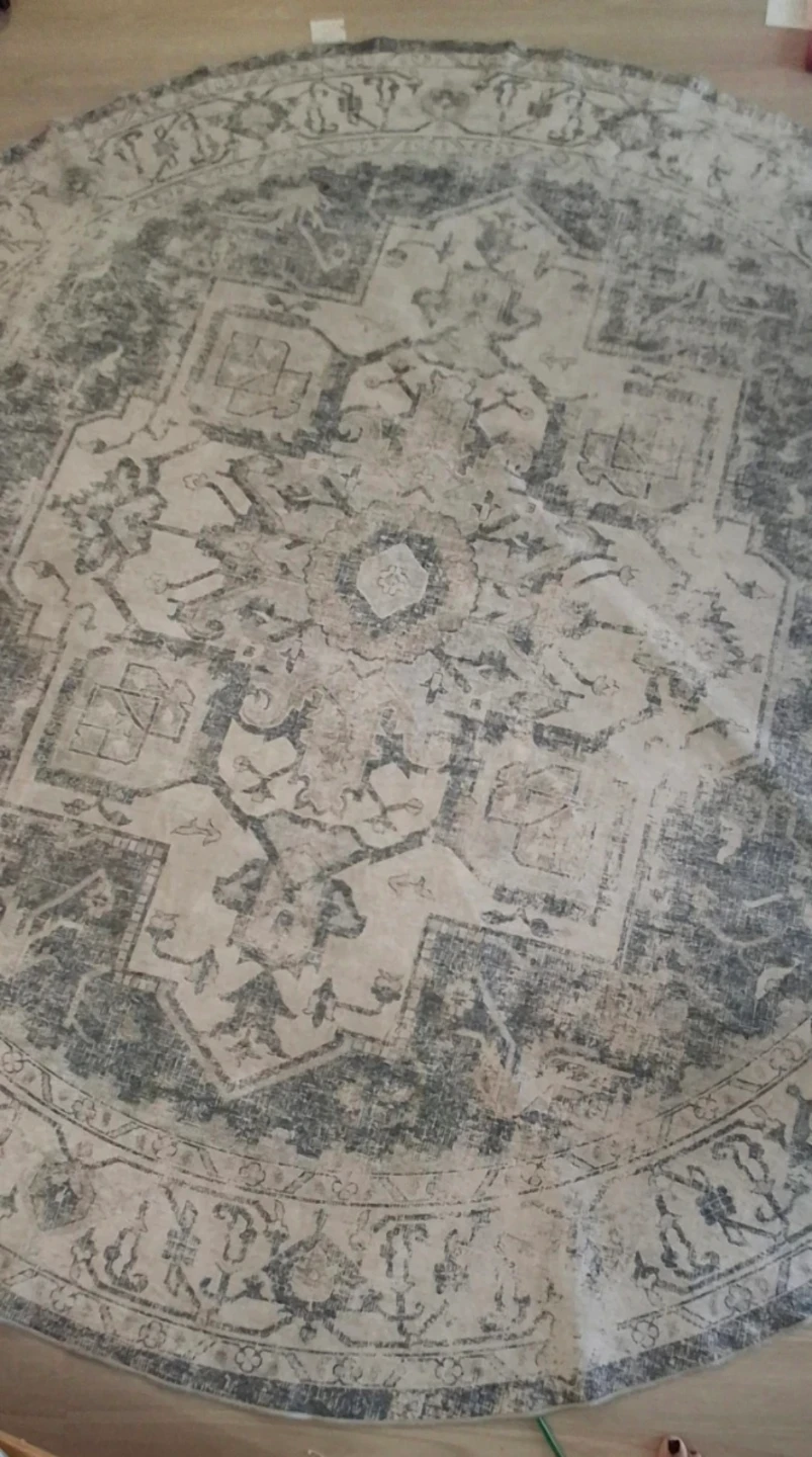 Round Area Rug with Abstract Grey and Blue Design - photo 2