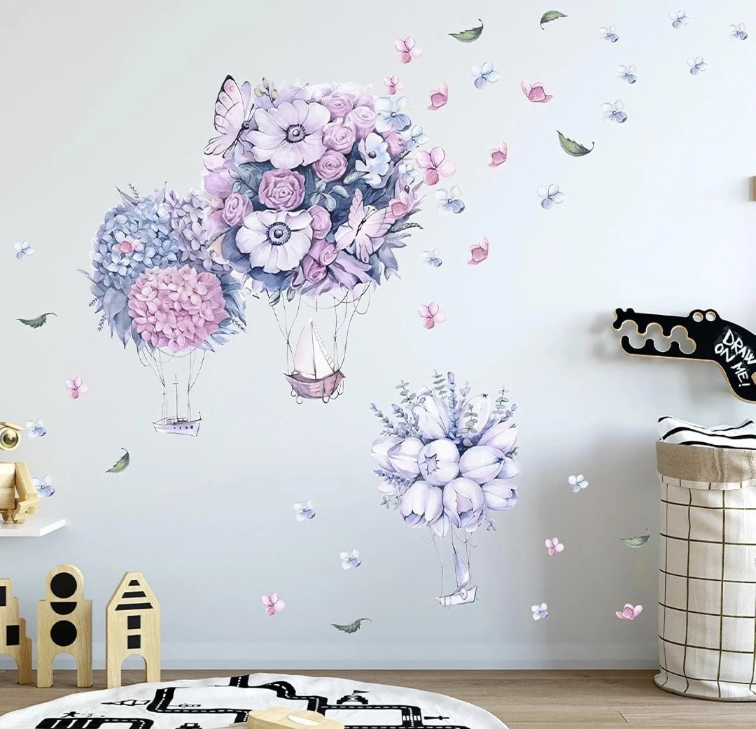 Rose Peony Hot Air Balloon Flower Wall Art Decal - photo 5