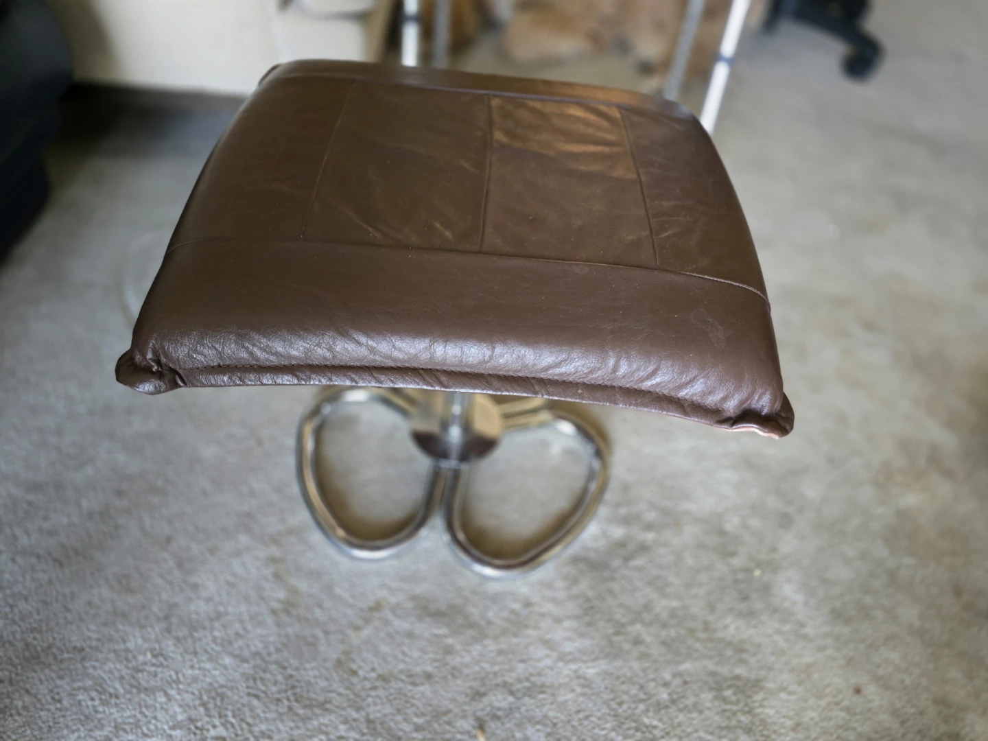 Brown Faux Leather Swivel Ottoman Footstool - photo 3