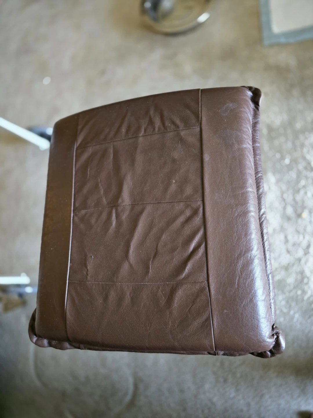 Brown Faux Leather Swivel Ottoman Footstool - photo 4