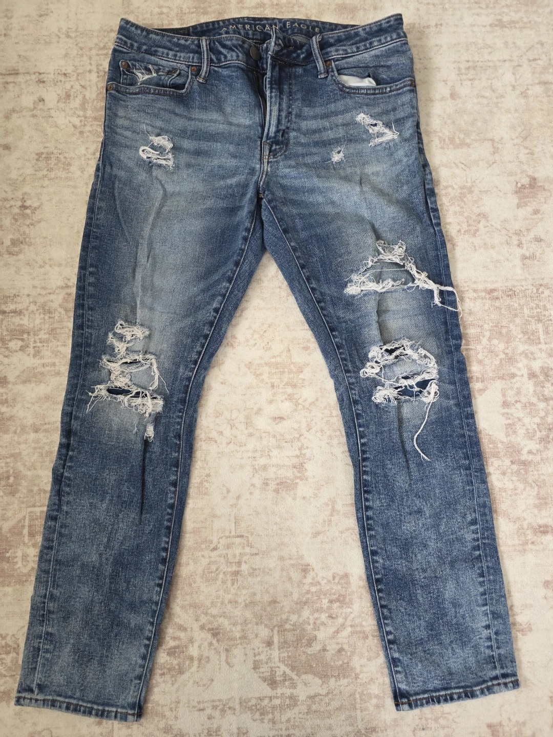 American Eagle Skinny Jeans Distressed Blue Wash