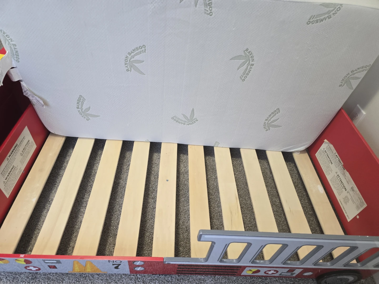 Toddler Fire Truck Bed with Mattress and Pillows - photo 4