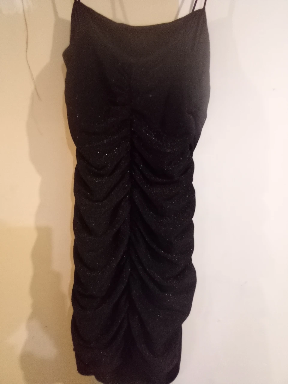 Shein: Black Ruched Sparkle Mini Dress