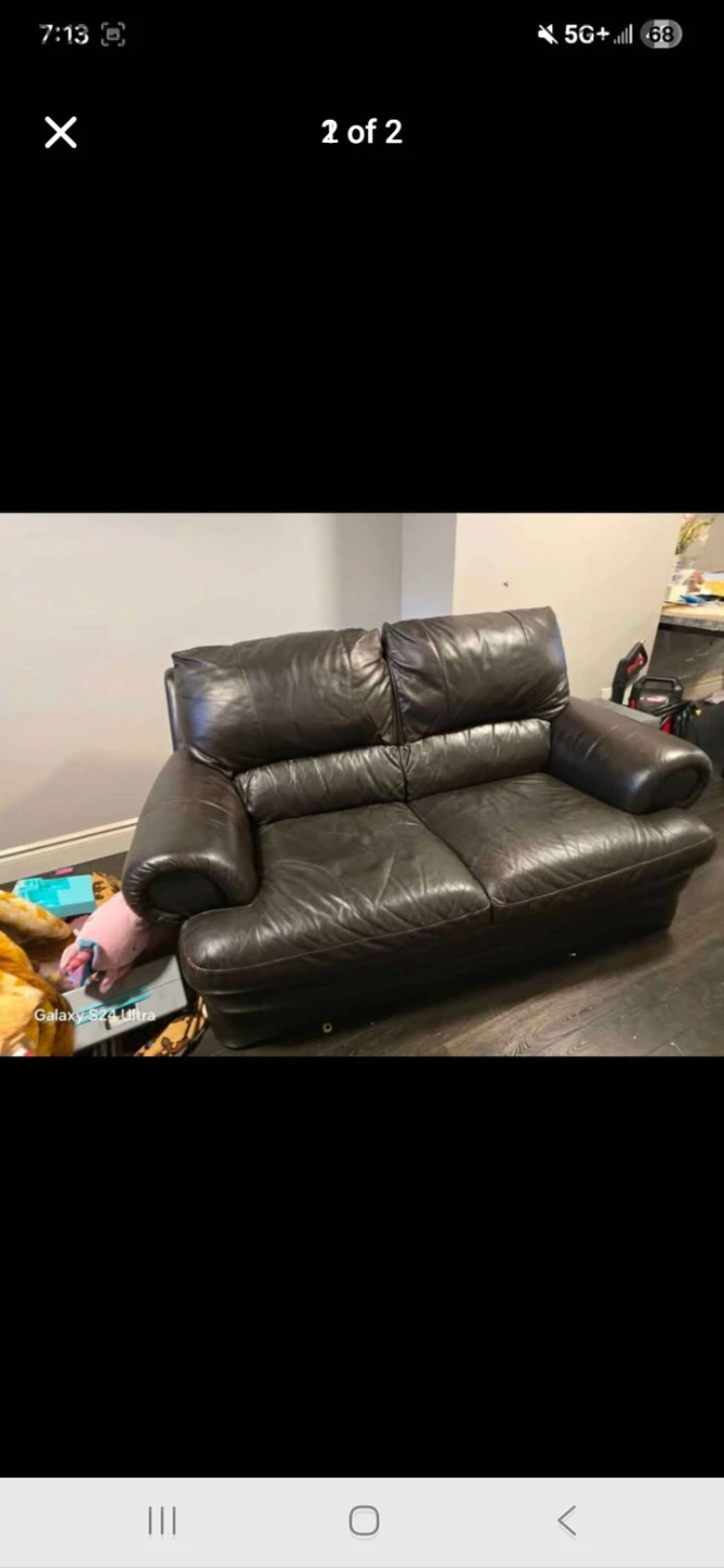 Dark Brown Leather Sofa