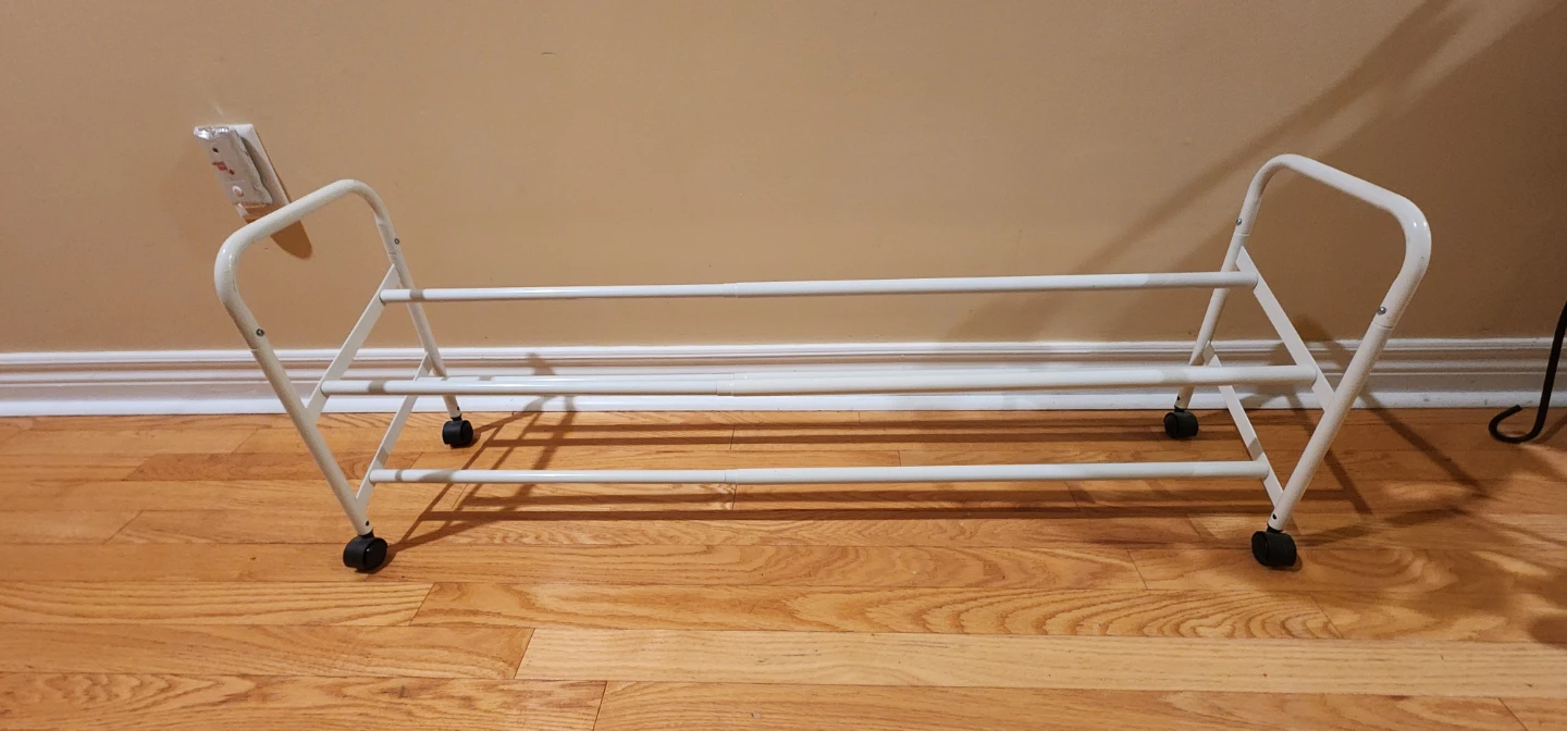 White 2-Tier Rolling and Expandable Shoe Rack