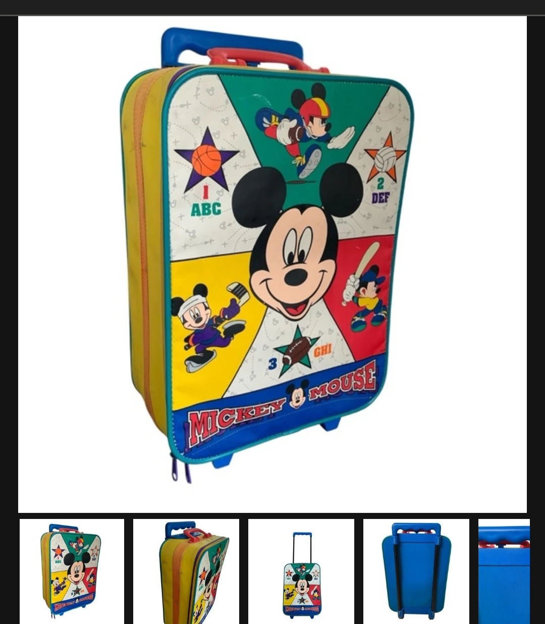 Vintage Mickey Mouse Rolling Luggage Suitcase