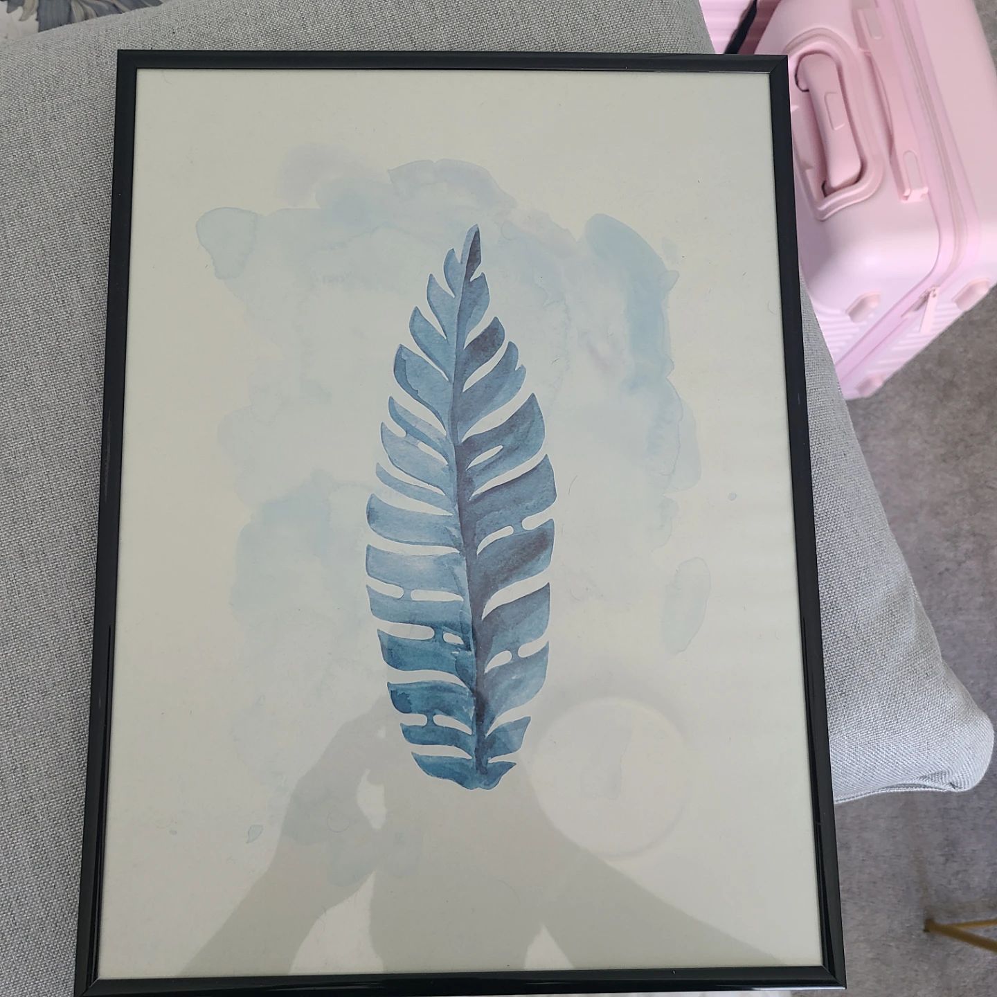 Framed Blue Leaf Art Print