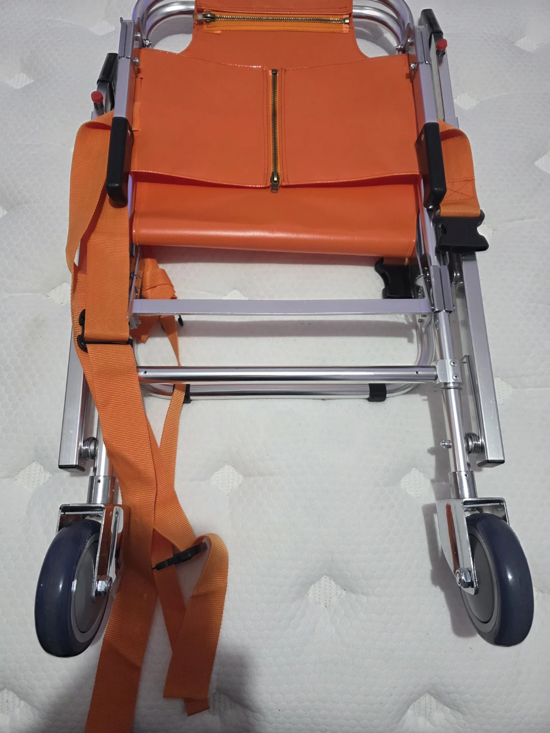 Orange Folding Stretcher Chair with Wheels