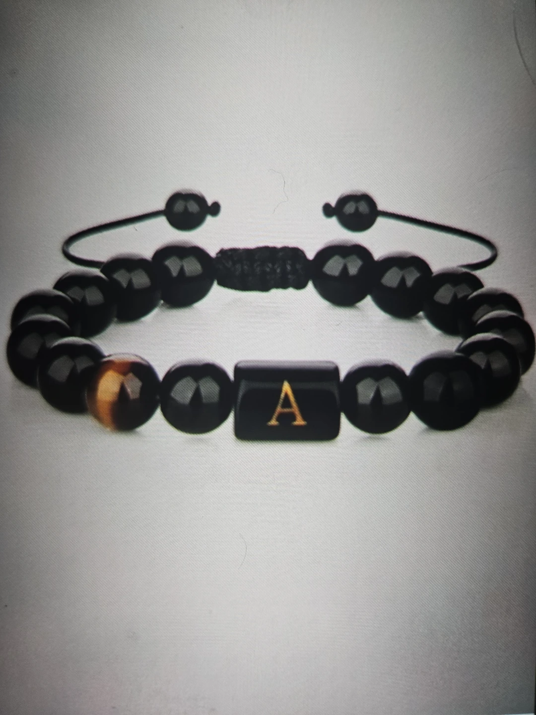 Men's Beaded Bracelet with Initial 'A'We have it in every name.