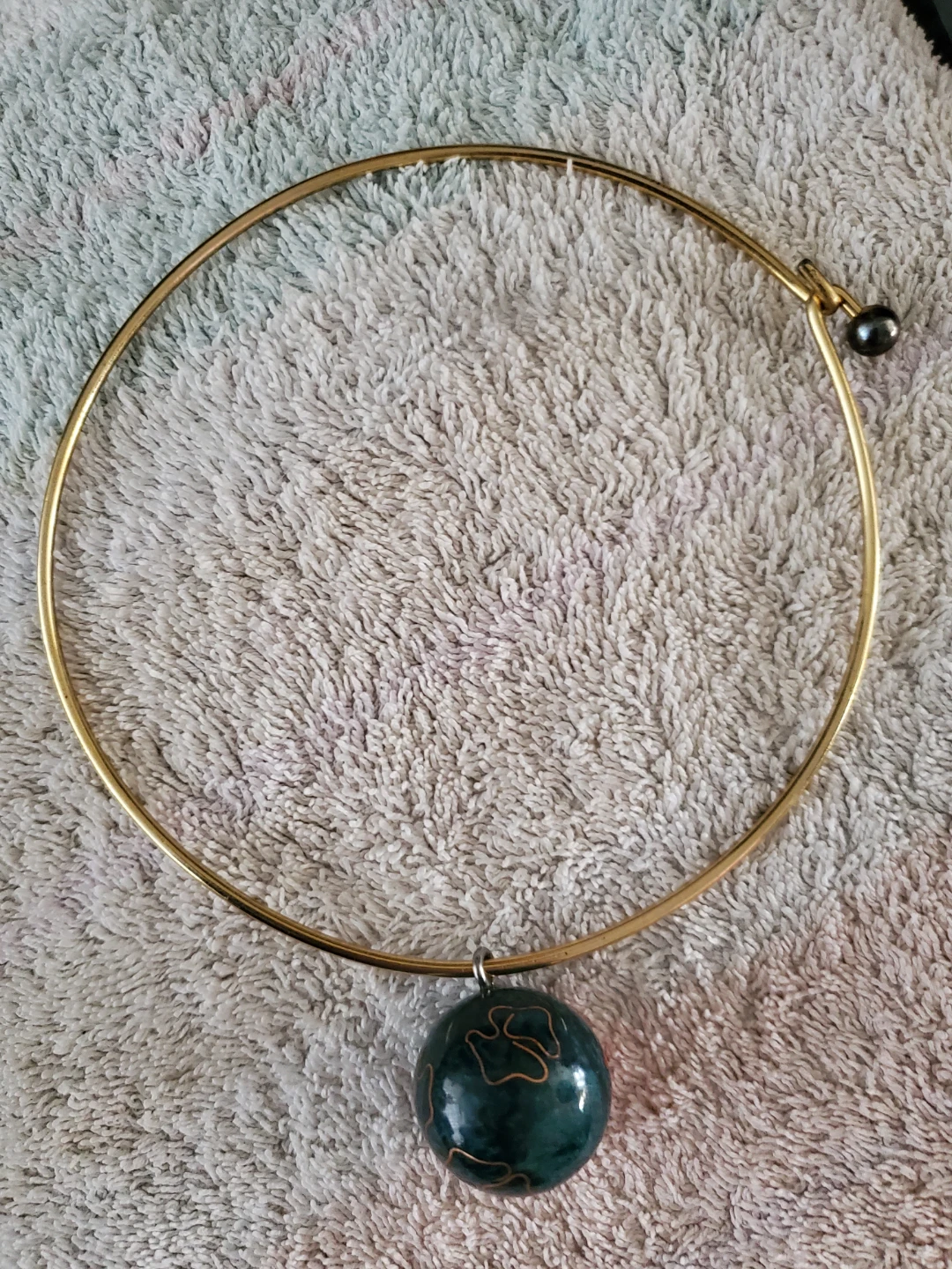 Gold-tone Choker Necklace with Round Pendant - photo 2