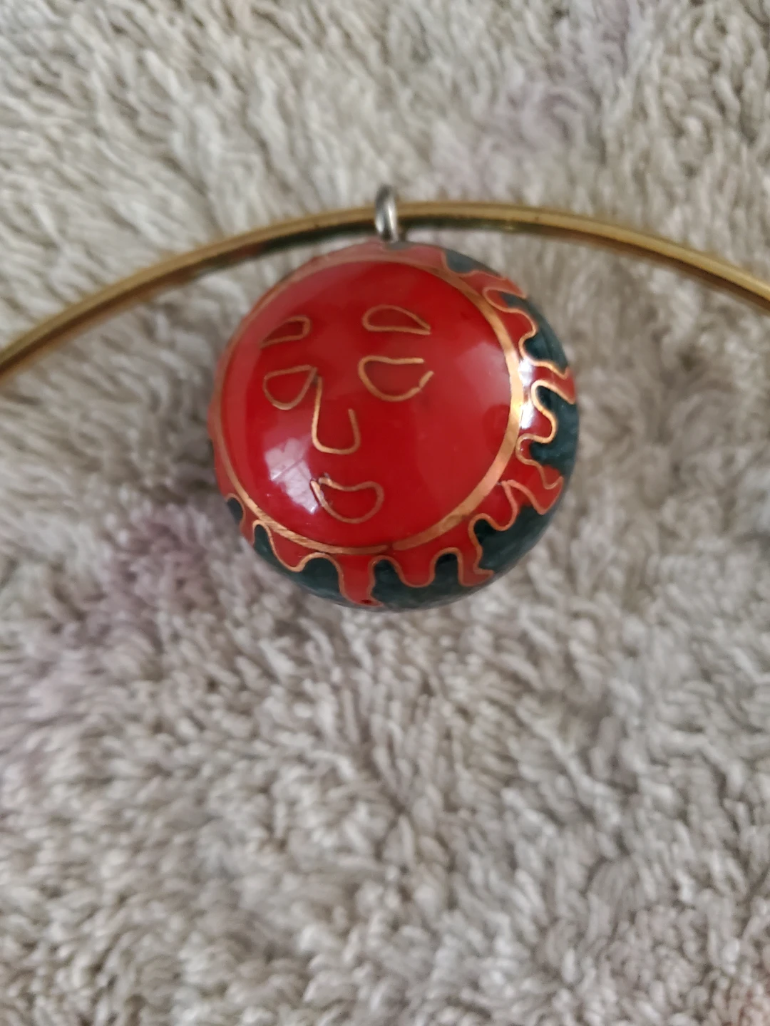 Gold-tone Choker Necklace with Round Pendant - photo 3