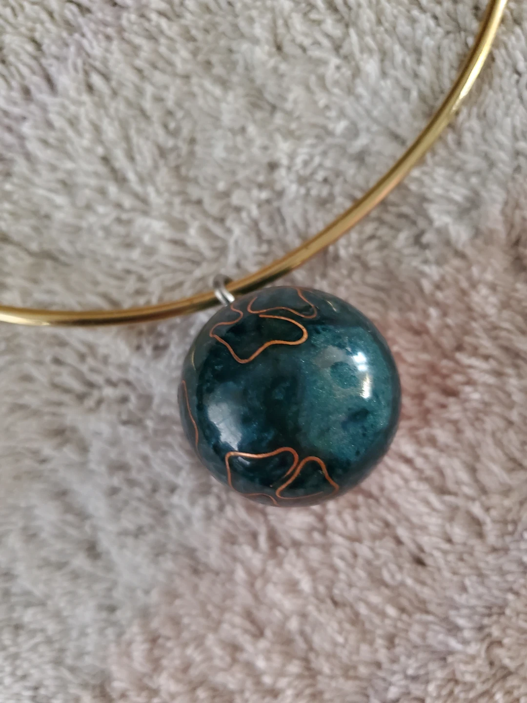 Gold-tone Choker Necklace with Round Pendant - photo 4