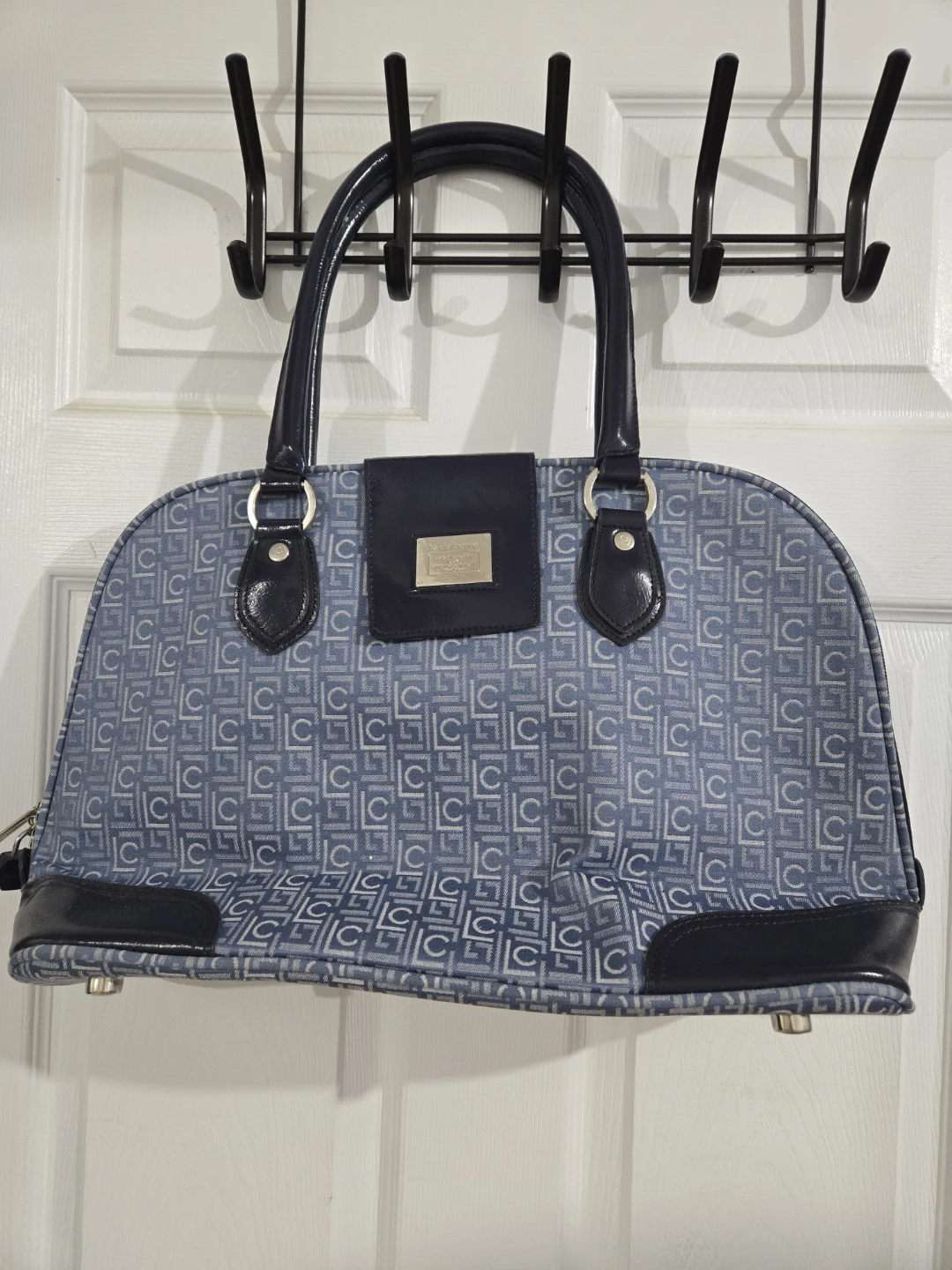 Blue Canvas Monogram Satchel Handbag