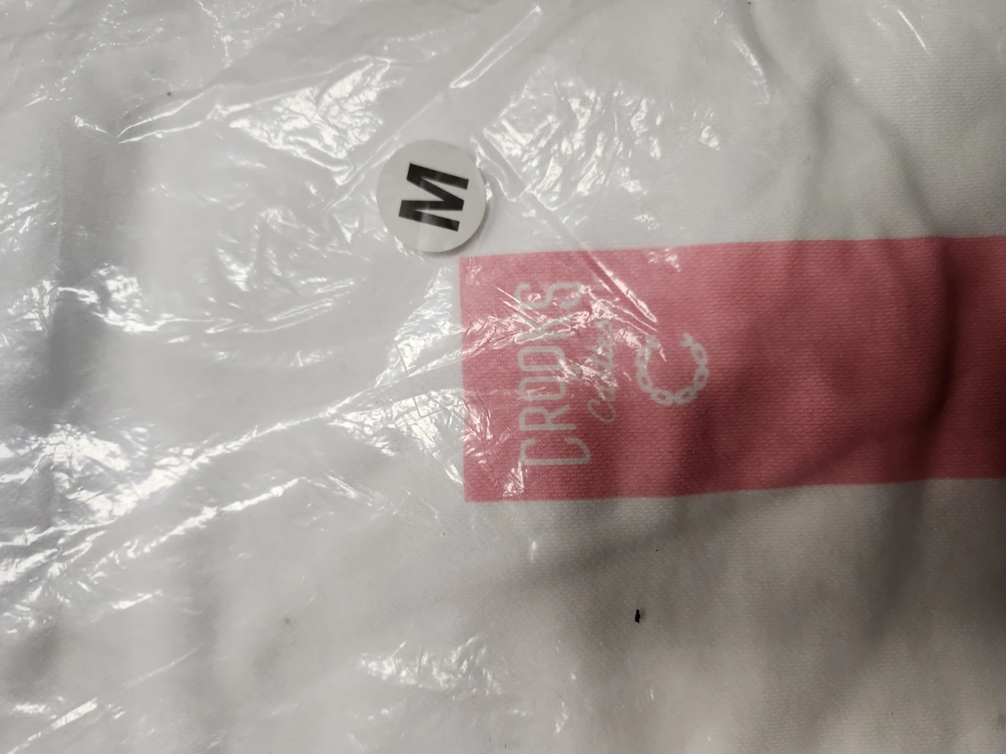 CROCS T-shirt White/Pink Stripe Size M - photo 2