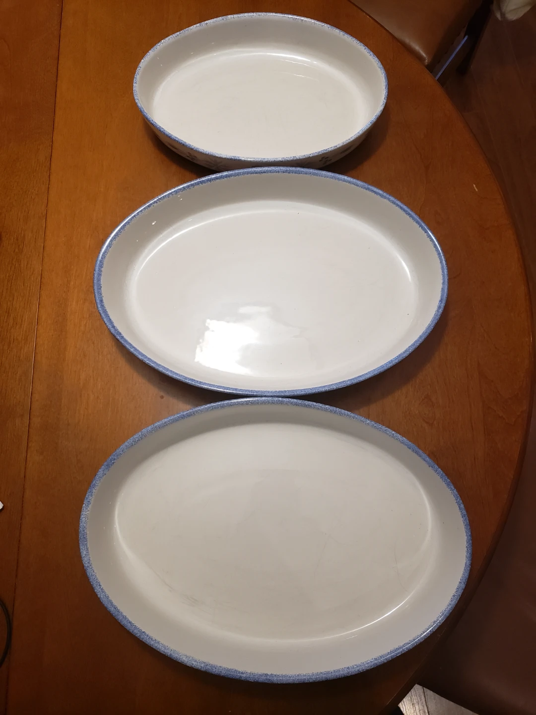 Set of 3 Oval Baking Dishes with Blue Floral Design - photo 3