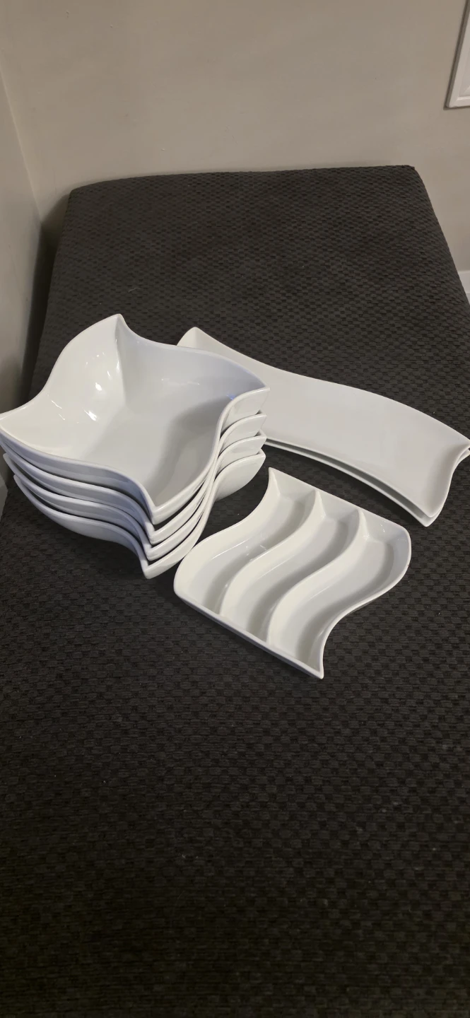 White Ceramic Serving Platter Set