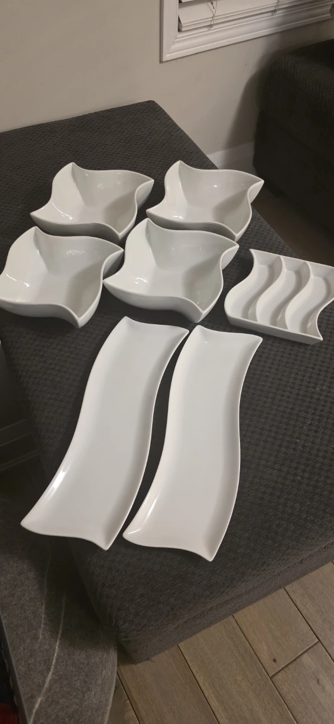 White Ceramic Serving Platter Set - photo 2