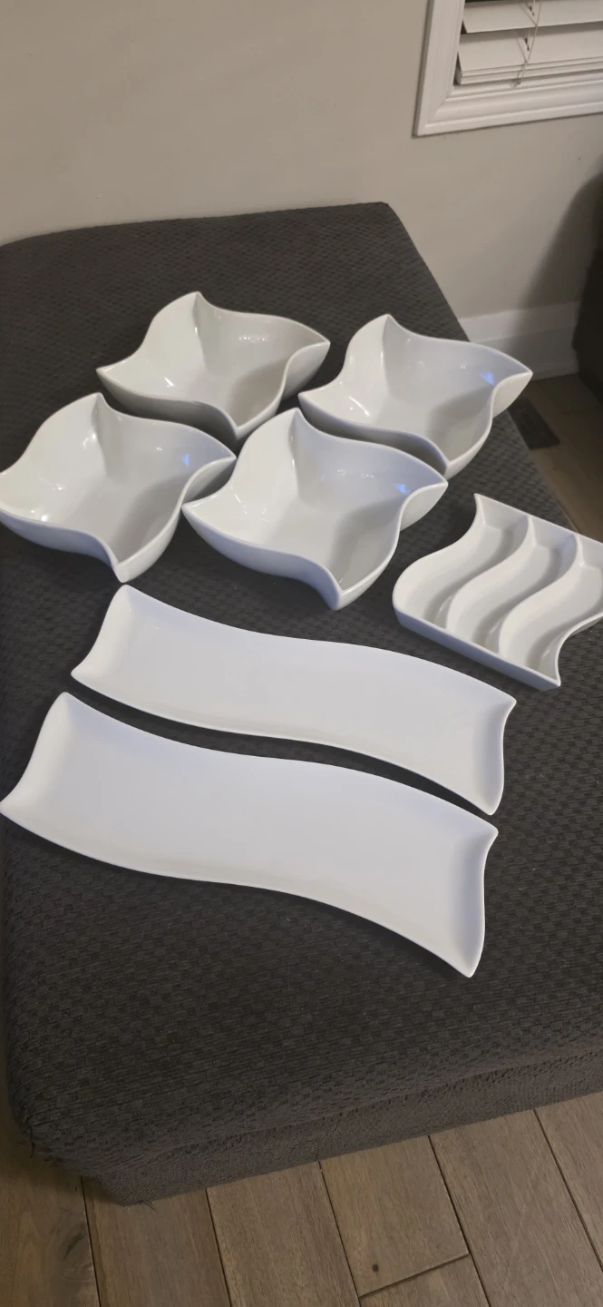 White Ceramic Serving Platter Set - photo 4