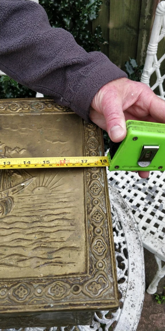 Vintage Embossed Brass Chest Trunk with Ship Design - photo 4