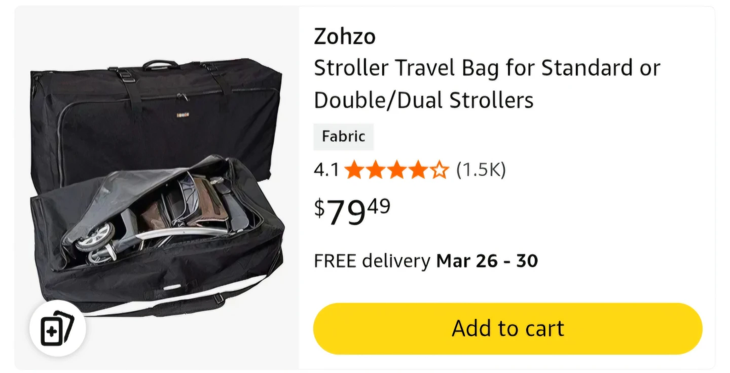 Zohzo Stroller Travel Bag - Black 🥕