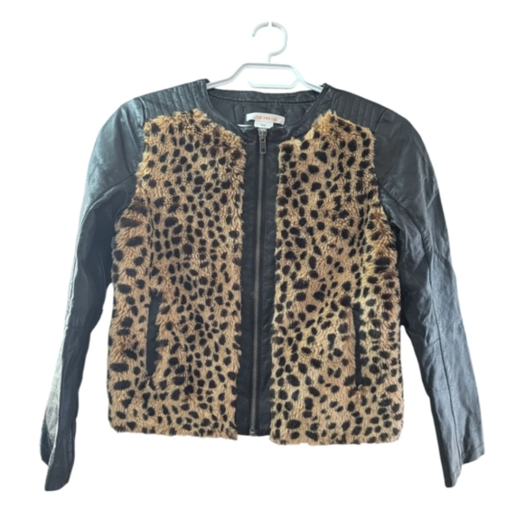 Leopard Faux Fur & Faux Leather Jacket - Kids XL/TG (14)
