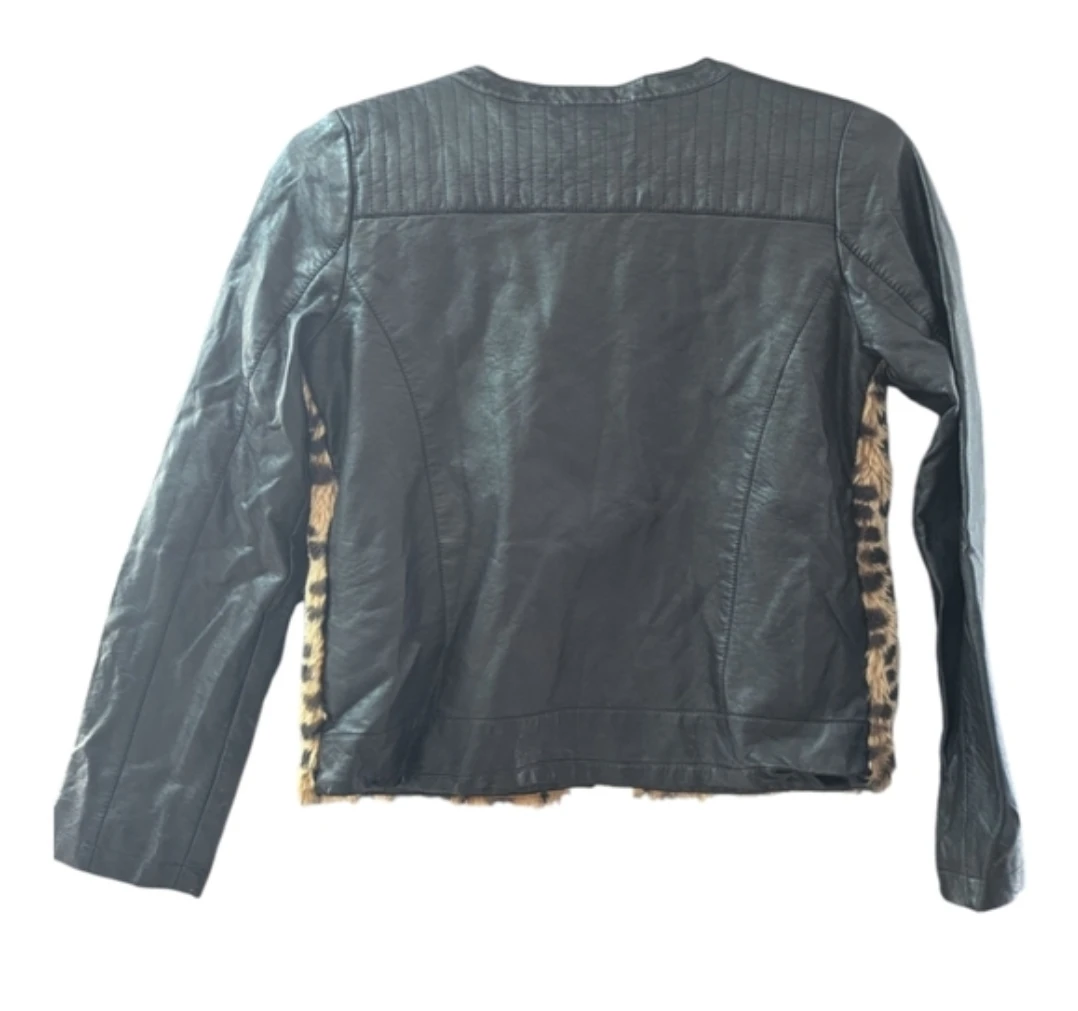 Leopard Faux Fur & Faux Leather Jacket - Kids XL/TG (14) - photo 3