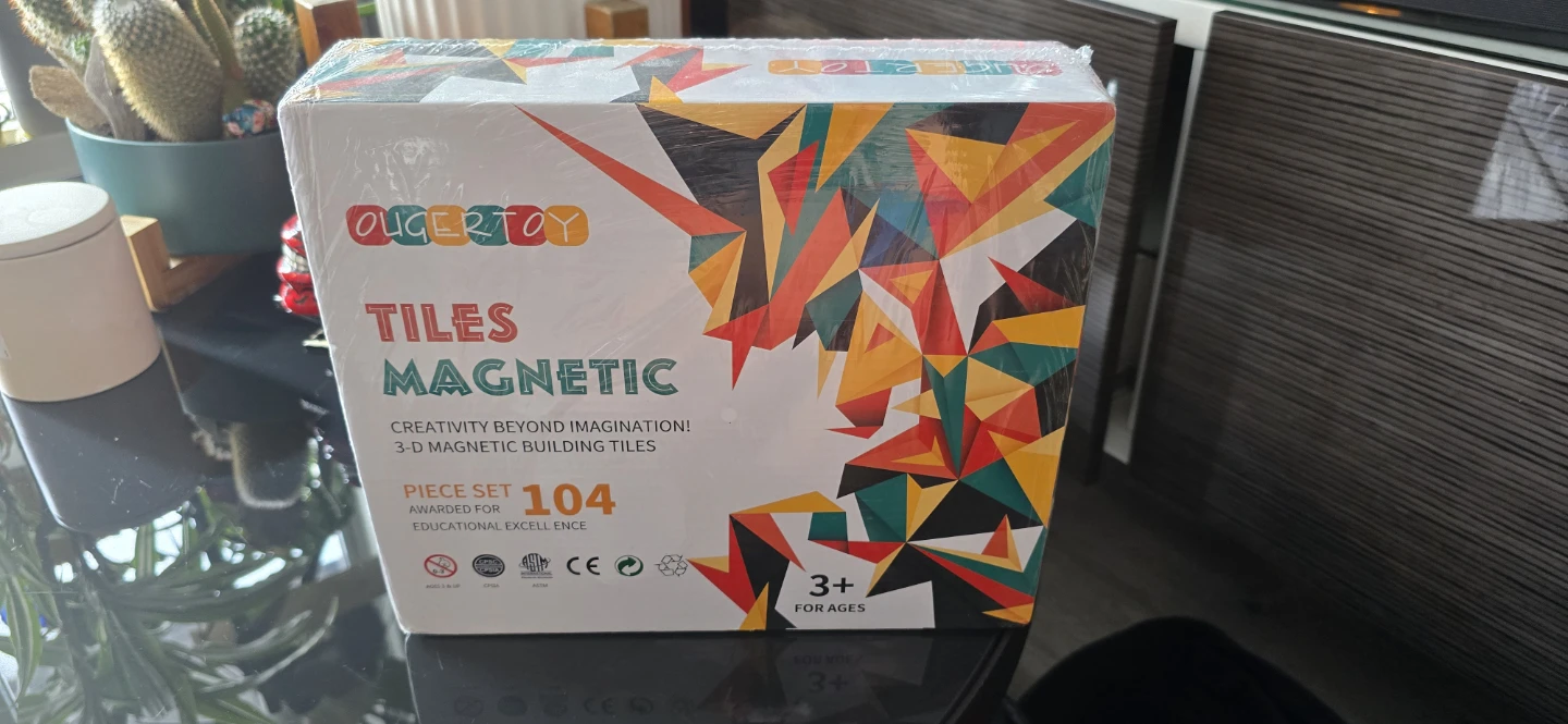 Ougertoy Magnetic Tiles 3D Building Blocks - 104 Piece Set