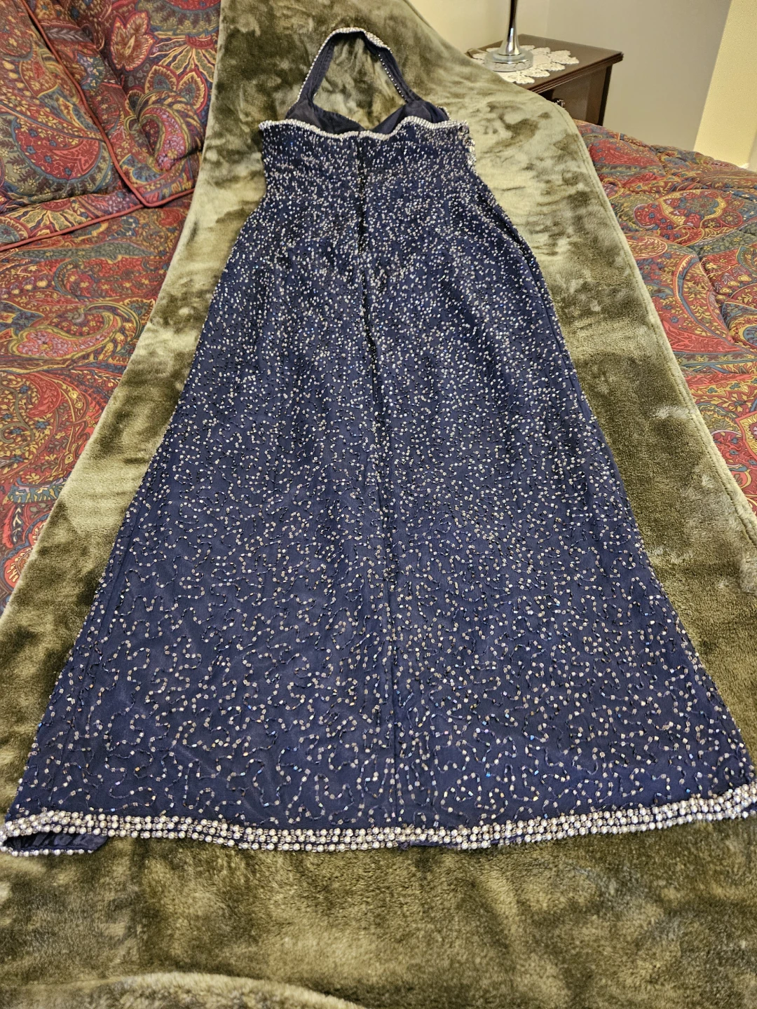 Inner Desires by Nikki's Blue Beaded Halter Dress Size S - photo 2