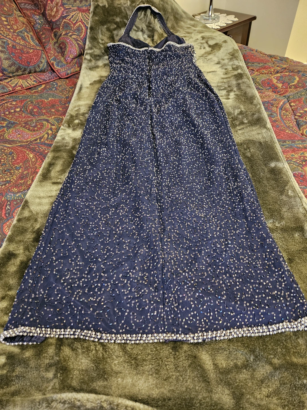 Inner Desires by Nikki's Blue Beaded Halter Dress Size S - photo 5