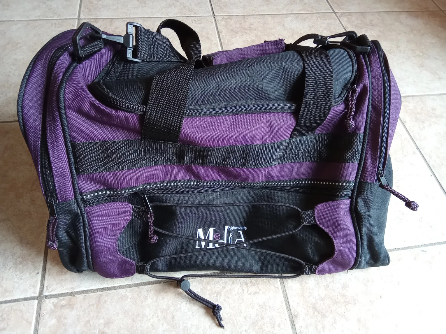 Purple and Black Duffle Gym Travel Bag